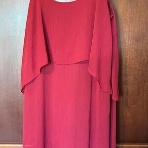 Womens Olsenboye brand spaghetti strap asymmetrical dress with sheer over lay